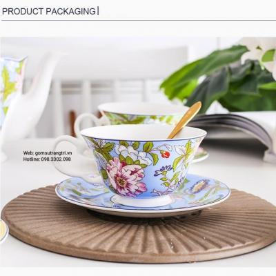 BỘ TÁCH TRÀ CHIM HOA 4 MÀU CAO CẤP